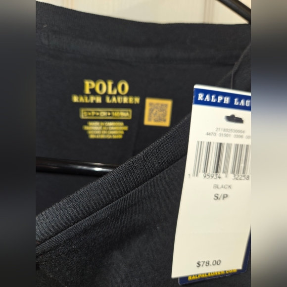 Ralph Lauren Black Tee with Plaid POLO Logo - Picture 3 of 3